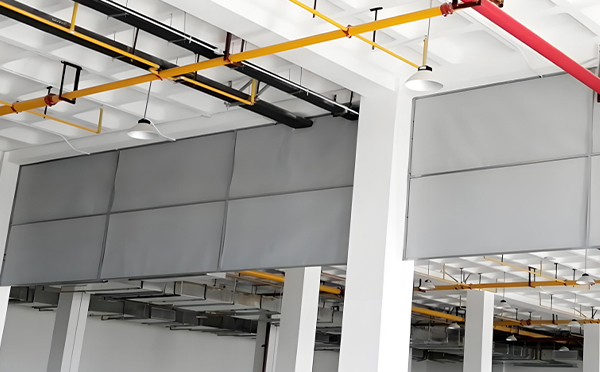 商场防烟分区常闭节点：宁强挡烟垂壁高度与控制器接线图解